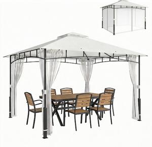 6 metrów z moskitierą, pawilon 3x3, pawilon ogrodowy wodoodporny, dwuspadowy dach, kolor czarny | Metal i poliester | 23,2 kg | 360x300x275 cm