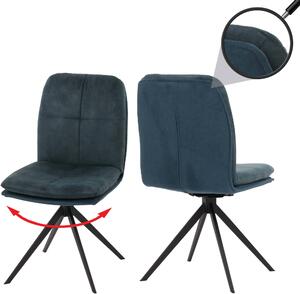 Zestaw 2 krzeseł do jadalni HWC-M68, krzesło kuchenne, fotel, pozycja obrotowa automatyczna, metal tkanina/tkanina ~ niebieski