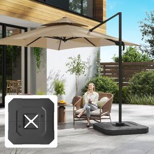 Stojak na parasol 2-częściowy z możliwością wypełnienia, parasol typu „ampel”, waga parasola, HDPE, czarny | 101 x 101 cm | do 52,5 kg | odporny na warunki atmosferyczne, z możliwością układania w stosy