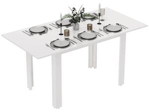 Rozkładany stół kuchenny, stół jadalny rozsuwany, wymiary 120-160 cm, blat z MDF z połyskiem, mechanizm rozkładania typu "skrzydła" | 160 x 80 x 78 cm | dla 4-6 osób | biały, wysoki połysk