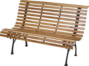 Ławka ogrodowa HWC-F97, ławka parkowa ławka drewniana, 2-osobowa żeliwo drewno 122cm 22kg ~ jasnobrązowy