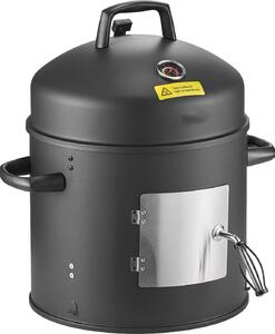 Grill wędzonarski, 40 cm, pionowy grill węglowy, stalowa ruszta z powłoką, 2 ruszty, termometr, otwory wentylacyjne i wyjmowana popielniczka. Idealny do grillowania i wędzenia na przyjęciach