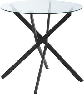 SUGIFT, stół kuchenny ze szklanym blatem i stalowymi nogami, okrągły stół jadalny ze szklanym blatem, kolor czarny, nowoczesny design | 14 kg | dla 4 osób | średnica 80 cm x wysokość 75 cm