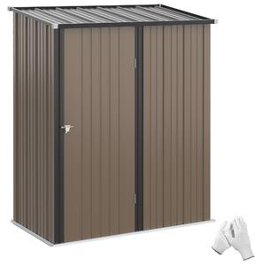 Metalowa szopa ogrodowa z dachem jednospadowym, zamykana, z ocynkowanej stali, w kolorze brązowym | 161,5 x 94,5 x 196 cm | 1,34 m² | Rygiel do drzwi