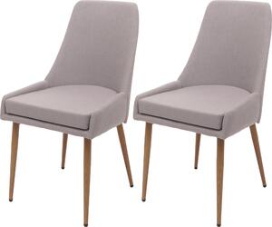 Zestaw 2 krzeseł do jadalni HWC-O27, krzesło kuchenne tapicerowane, tkanina/tkanina (280g/m²) metal ~ jasnoszary