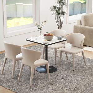 Stół jadalny kwadratowy imitujący marmur, stół kuchenny z płyty MDF i metalowej ramy, biały | 70 x 70 x 76 cm | dla 4 osób