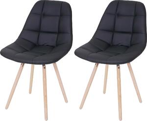 Zestaw 2 krzeseł do jadalni HWC-A60 II, krzesło kuchenne, retro 50s design ~ czarna sztuczna skóra