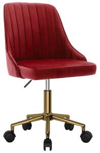 Obrotowe krzesło biurowe, winna czerwień, aksamitne