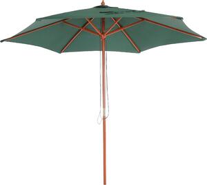 Parasol Florida, parasol ogrodowy, Ø 3m poliester/drewno ~ oliwkowa zieleń