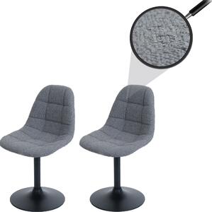 Zestaw 2 krzeseł do jadalni HWC-A60, krzesło kuchenne obrotowe, stal tkanina/tkanina bouclé (450g/m²) ~ ciemnoszary