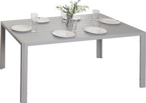 Aluminiowy stół jadalniany HWC-N40, stół ogrodowy bistro, stół balkonowy, odporny na warunki atmosferyczne 140x80cm ~ jasnoszary