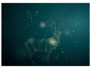 Obraz - Magiczny jeleń w nocy (70x50 cm)