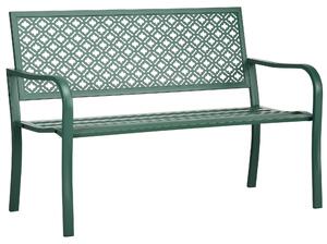Odporna na warunki atmosferyczne, metalowa ławka ogrodowa, 2 miejsca, ławka parkowa ze stali, ciemnozielona | 12,5 kg | 127 x 63 x 83 cm