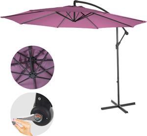 Acerra parasol wspornikowy, parasol przeciwsłoneczny, Ø 3m uchylny, poliester/stal 11kg ~ lawendowo-czerwony bez stojaka