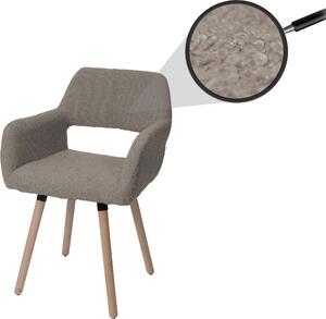 Krzesło jadalniane HWC-A50 II, krzesło kuchenne krzesło tapicerowane, drewno tkanina/tkanina bouclé (450g/m²) ~ taupe