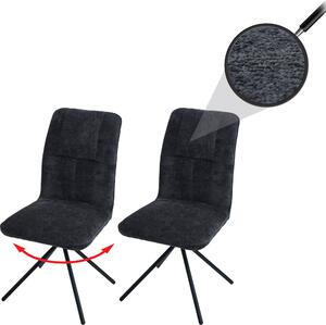 Zestaw 2 krzeseł do jadalni HWC-N99, krzesło kuchenne, obrotowe z automatycznym powrotem, tkanina/tkanina szenilowa (340g/m²) Oeko-Tex ~ ciemnoszary