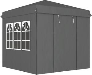Pawilon składany z ochroną UPF50+, namiot imprezowy Oxford-poliester, metalowa konstrukcja, pawilon typu pop-up z 4 ściankami, kolor: ciemnoszary | 16 kg | 248–268 cm | 2,5 x 2,5 m