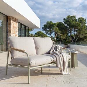 Aluminiowa ławka ogrodowa HWC-O11, 2-osobowa sofa ogrodowa, tkanina Olefin (205 g/m²) 125 cm ~ jasnozielona tapicerka beżowa