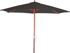 Parasol Florida, parasol ogrodowy, Ø 3m poliester/drewno ~ antracyt
