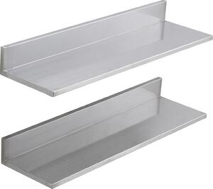 Półka ścienna na przyprawy, 2-częściowa, wisząca półka kuchenna, wymiary 762 x 218 x 85 mm, półka wisząca ze stali nierdzewnej, udźwig do 20 kg