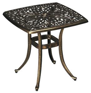 Stół ogrodowy vintage, brązowy; stolik pomocniczy, aluminiowy, z otworem na parasol, wykonany z odlewu aluminiowego, odporny na warunki atmosferyczne | 54 x 54 x 52,5 cm | 3,5 kg | odporny na korozję i promieniowanie UV