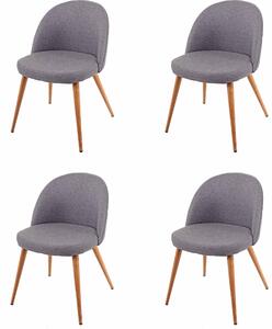 Zestaw 4 krzeseł do jadalni HWC-D53, krzesło kuchenne, design retro 50s, tkanina/tekstylia ~ ciemnoszary