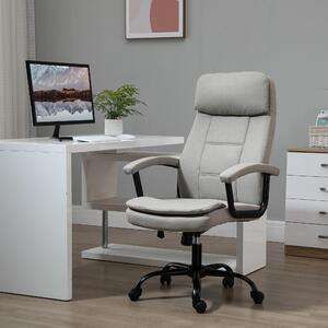 Krzesło biurowe z funkcją masażu, ergonomiczne krzesło szefa o wyglądzie lnu, krzesło biurkowe z funkcją kołysania, beżowe | 63 x 70 x 121 cm | 115 kg | kieszeń boczna