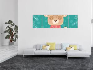 Obraz - Machający niedźwiadek (170x50 cm)