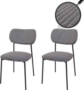 Zestaw 2 krzeseł do jadalni HWC-O26, krzesło kuchenne tapicerowane, sznurek (330g/m²) tkanina/tkanina metal ~ ciemnoszary