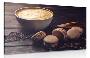 Obraz kawa z czekoladowymi makaronikami