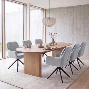 Zestaw 6 krzeseł do jadalni HWC-Q37, krzesło kuchenne obrotowe z automatycznym powrotem do pozycji wyjściowej, obicie z tkaniny chenille (680g/m²), certyfikat Öko-Tex, metalowa konstrukcja, kolor: jasnoszary