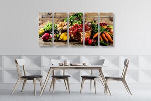 5-częściowy obraz świeże owoce i warzywa