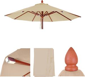 Zamienny pokrowiec do parasola słonecznego drewnianego HWC-C57, pokrowiec na parasol, okrągły, średnica Ø4m, poliester, kolor: kremowy