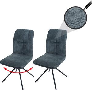 Zestaw 2 krzeseł do jadalni HWC-N99, krzesło kuchenne, obrotowe z automatycznym powrotem, tkanina/tkanina szenilowa (340g/m²) Oeko-Tex ~ niebiesko-zielony