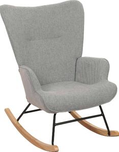 Fotel bujany HWC-N14, fotel bujany fotel rozkładany fotel telewizyjny, lite drewno metal tkanina/tekstylia 320g/m² ~ szaro-zielony