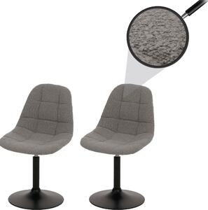 Zestaw 2 krzeseł do jadalni HWC-A60, krzesło kuchenne obrotowe, stal tkanina/tkanina bouclé (450g/m²) ~ szary