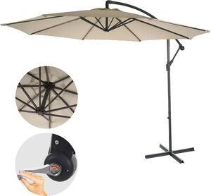 Acerra parasol wspornikowy, parasol przeciwsłoneczny, Ø 3m uchylny, poliester/stal 11kg ~ kremowy bez stojaka