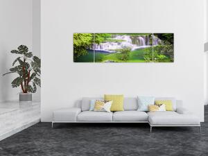 Obraz - Wodospady Huay Mae Khamin, Kanchanaburi, Tajlandia (170x50 cm)