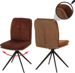 Zestaw 2 krzeseł do jadalni HWC-M68, krzesło kuchenne, fotel, automatyczna pozycja obrotowa, metal, tkanina/tkanina ~ brązowy