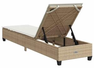 Leżak z poduszkami beżowy 55x200x25,5cm polirattan