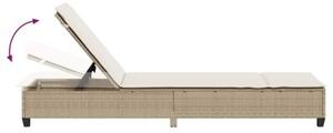 Leżak z poduszkami beżowy 55x200x25,5cm polirattan