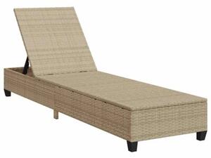 Leżak z poduszkami beżowy 55x200x25,5cm polirattan