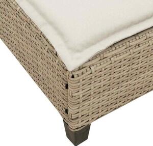 Leżak z poduszkami beżowy 55x200x25,5cm polirattan