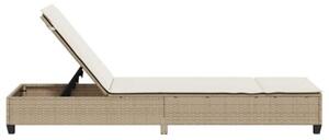 Leżak z poduszkami beżowy 55x200x25,5cm polirattan