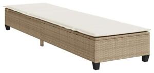 Leżak z poduszkami beżowy 55x200x25,5cm polirattan