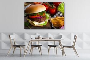 Obraz hamburger z frytkami