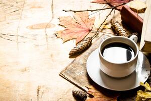 Obraz jesienna filiżanka kawy