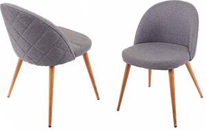 Zestaw 2 krzeseł do jadalni HWC-D53, krzesło kuchenne, design retro 50s, tkanina/tekstylia ~ ciemnoszary