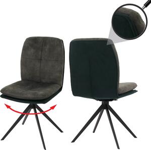 Zestaw 2 krzeseł do jadalni HWC-M68, krzesło kuchenne, fotel, pozycja obrotowa automatyczna, metal, tkanina/tkanina ~ zielony