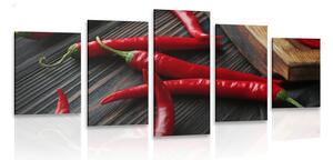 5-częściowy obraz deska z papryczkami chili